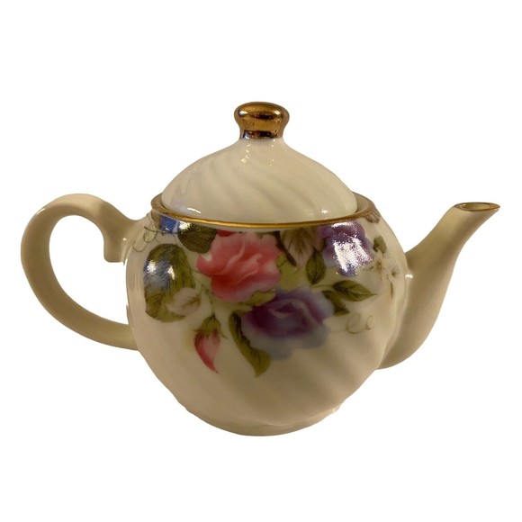 A Special Place Flowered Mini Decorative Teapot Swirl with Gold Trim - Picture 2 of 4